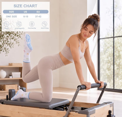 Women's Grip Pilates Crew Socks, Non Slip Yoga Barre Sticky Socks
