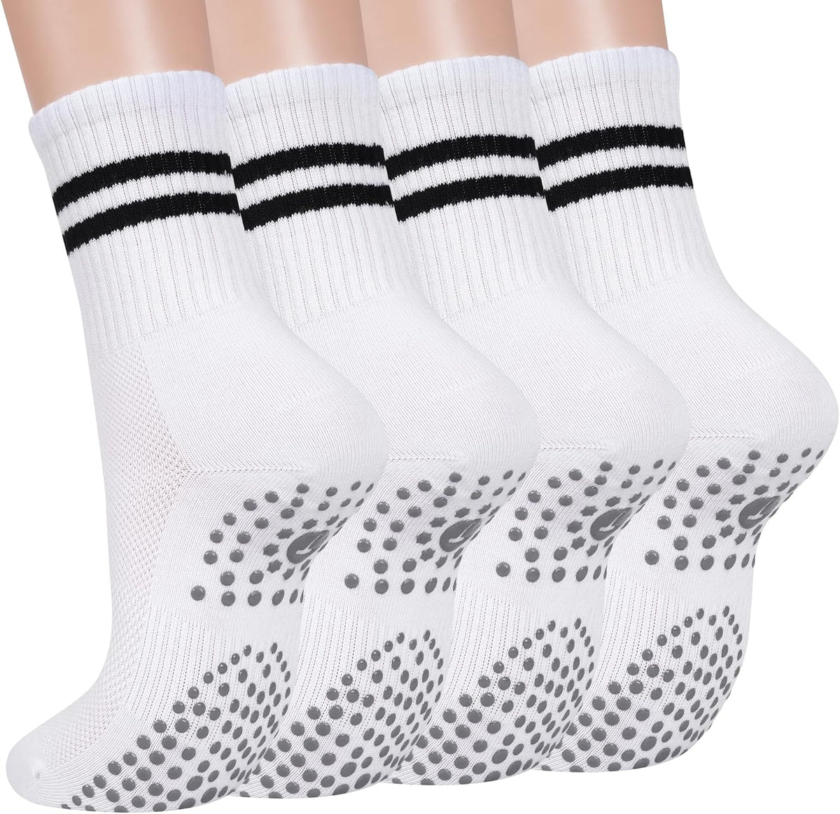 Women's Grip Pilates Crew Socks, Non Slip Yoga Barre Sticky Socks