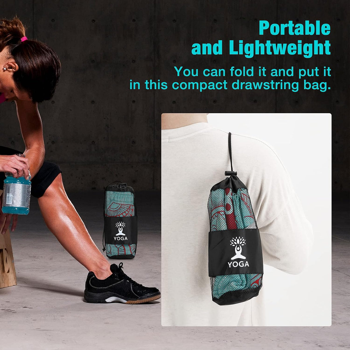Yoga Towel, Non-Slip Hot Yoga Mat, 74.4 x 27.4 in
