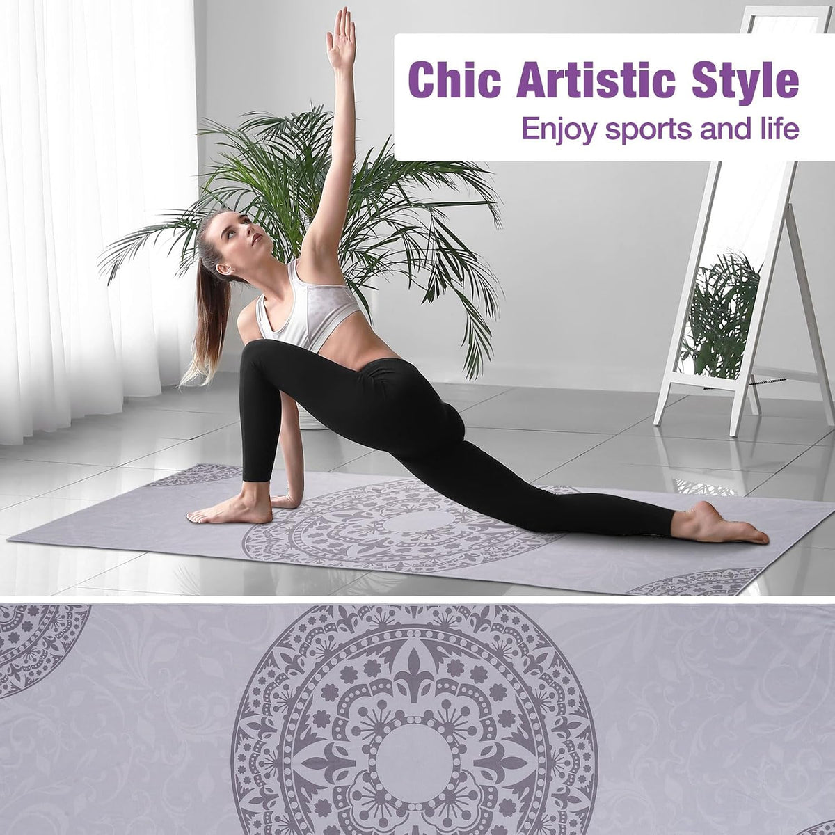 Yoga Towel, Non-Slip Hot Yoga Mat, 74.4 x 27.4 in