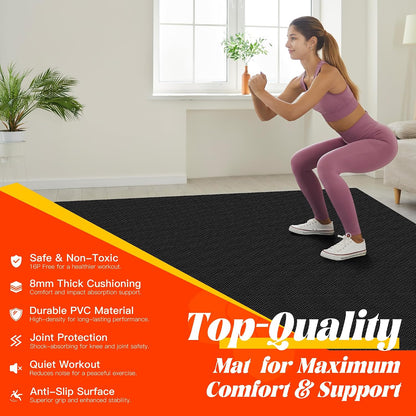 VTORY Extra Thick Large Exercise Mat, 8mm PVC Large Workout Mat 7x5/6x4