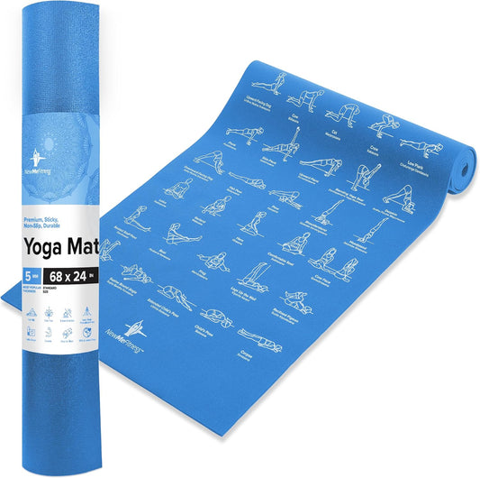 Thick Yoga Mat for Women and Men - 5mm Non Slip Pilates Mat