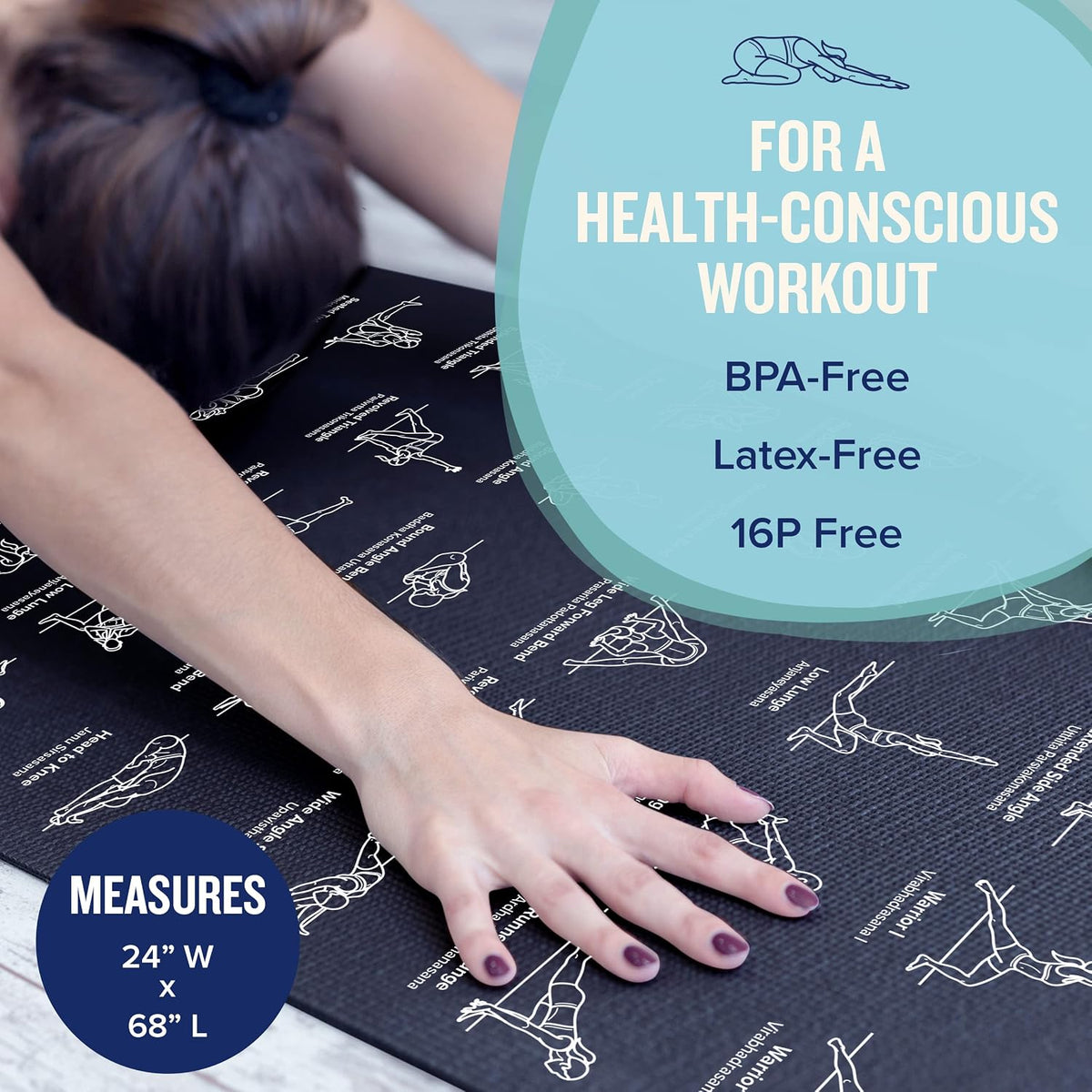 Thick Yoga Mat for Women and Men - 5mm Non Slip Pilates Mat