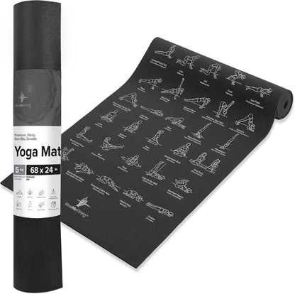 Thick Yoga Mat for Women and Men - 5mm Non Slip Pilates Mat