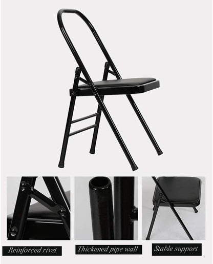 Folding Yoga Chair,Iyengar Yoga Chair,Pilates Yoga Chair,Backless Yoga Chair,Back Exercise Tool,Sturdy and Stable,Yoga Inversion Chair, Black