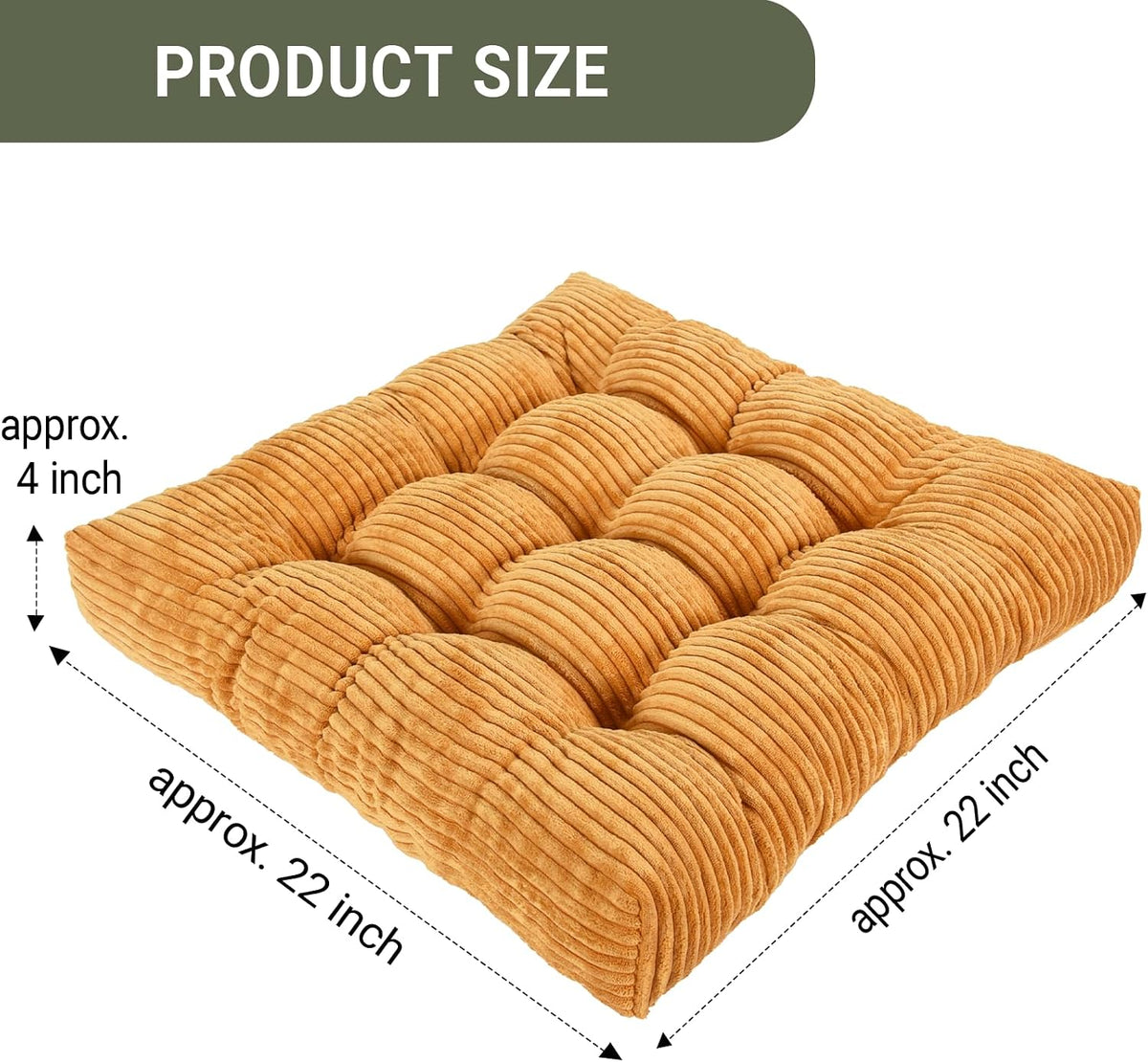 Meditation Floor Pillow Set of 2,Memory Foam Meditation Cushion for Adults Sitting, Large Square Thickened Seat Cushions for Yoga, Tatami Living Room (2, Orange)