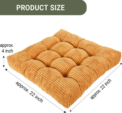 Meditation Floor Pillow Set of 2,Memory Foam Meditation Cushion for Adults Sitting, Large Square Thickened Seat Cushions for Yoga, Tatami Living Room (2, Orange)