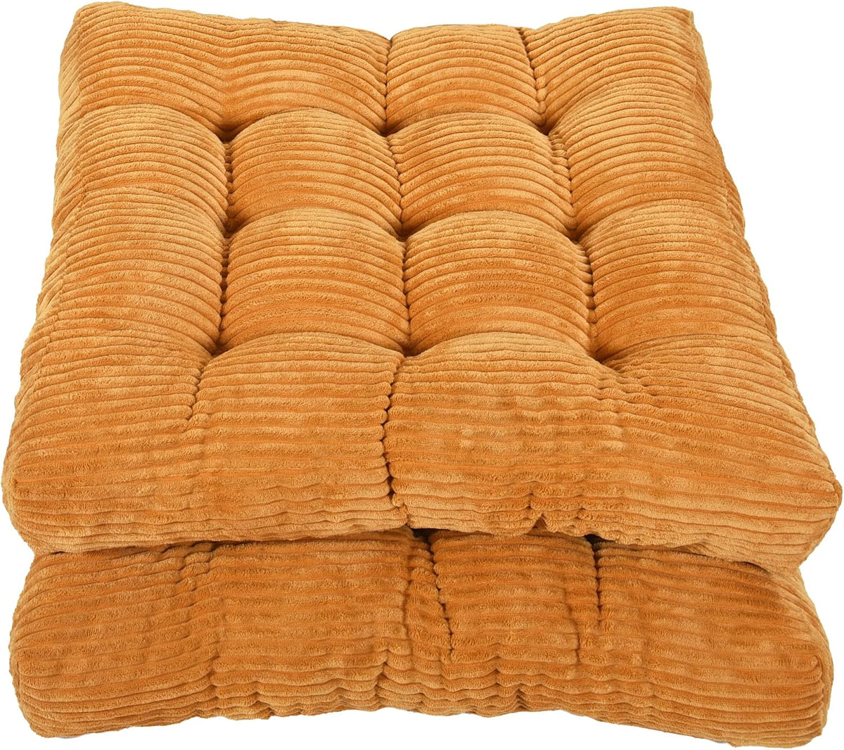 Meditation Floor Pillow Set of 2,Memory Foam Meditation Cushion for Adults Sitting, Large Square Thickened Seat Cushions for Yoga, Tatami Living Room (2, Orange)