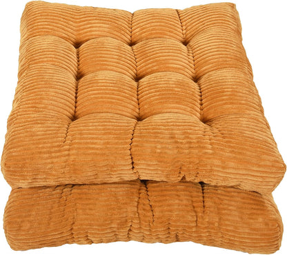 Meditation Floor Pillow Set of 2,Memory Foam Meditation Cushion for Adults Sitting, Large Square Thickened Seat Cushions for Yoga, Tatami Living Room (2, Orange)