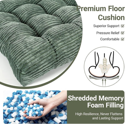 Meditation Floor Pillow Set of 2,Memory Foam Meditation Cushion for Adults Sitting, Large Square Thickened Seat Cushions for Yoga, Tatami Living Room (2, Orange)