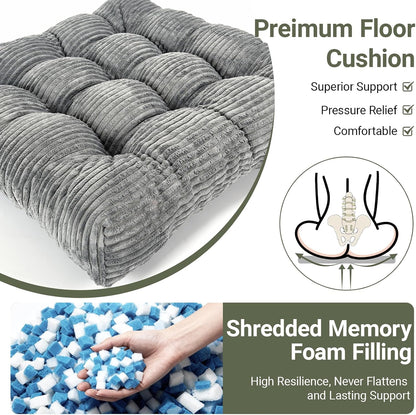 Meditation Floor Pillow Set of 2,Memory Foam Meditation Cushion for Adults Sitting, Large Square Thickened Seat Cushions for Yoga, Tatami Living Room (2, Orange)