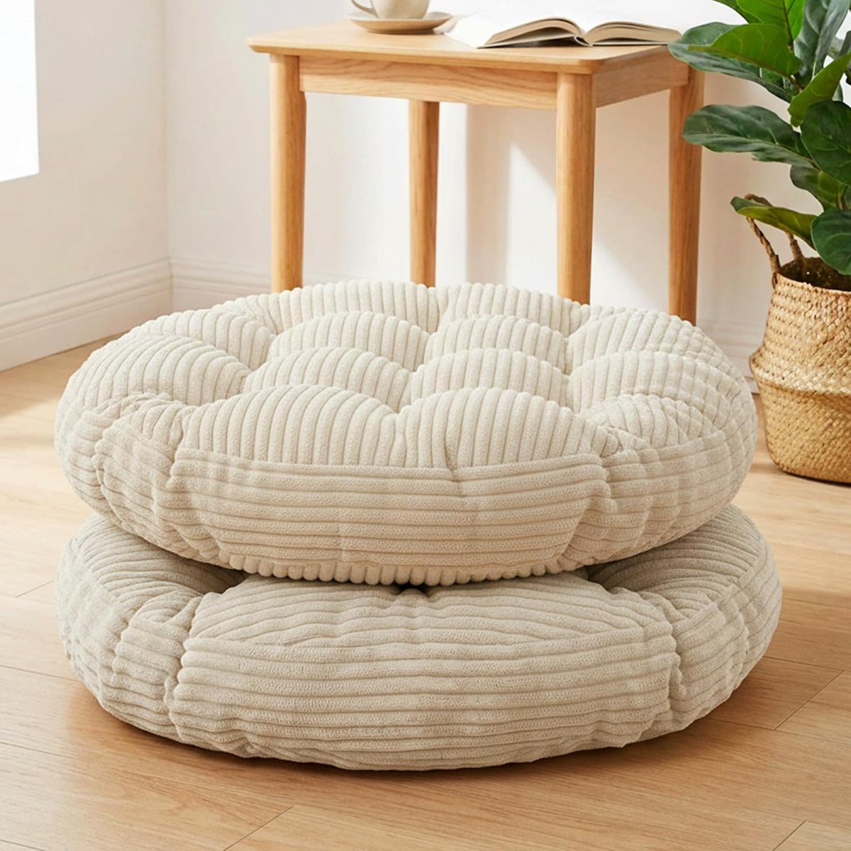 Meditation Floor Pillow Set of 2,Memory Foam Meditation Cushion for Adults Sitting, Large Square Thickened Seat Cushions for Yoga, Tatami Living Room (2, Orange)