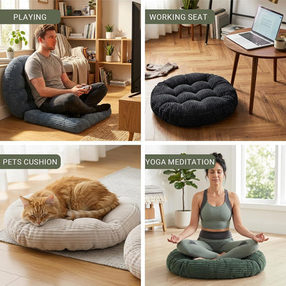 Meditation Floor Pillow Set of 2,Memory Foam Meditation Cushion for Adults Sitting, Large Square Thickened Seat Cushions for Yoga, Tatami Living Room (2, Orange)
