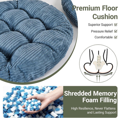Meditation Floor Pillow Set of 2,Memory Foam Meditation Cushion for Adults Sitting, Large Square Thickened Seat Cushions for Yoga, Tatami Living Room (2, Orange)