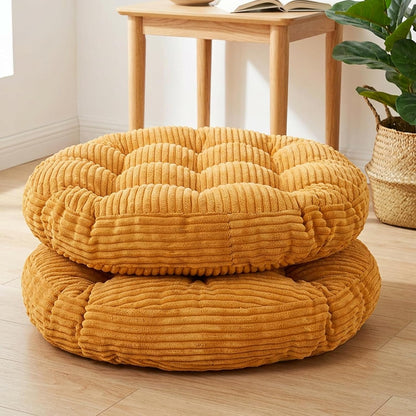 Meditation Floor Pillow Set of 2,Memory Foam Meditation Cushion for Adults Sitting, Large Square Thickened Seat Cushions for Yoga, Tatami Living Room (2, Orange)