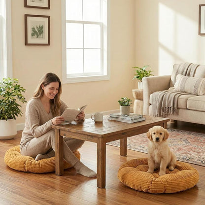 Meditation Floor Pillow Set of 2,Memory Foam Meditation Cushion for Adults Sitting, Large Square Thickened Seat Cushions for Yoga, Tatami Living Room (2, Orange)
