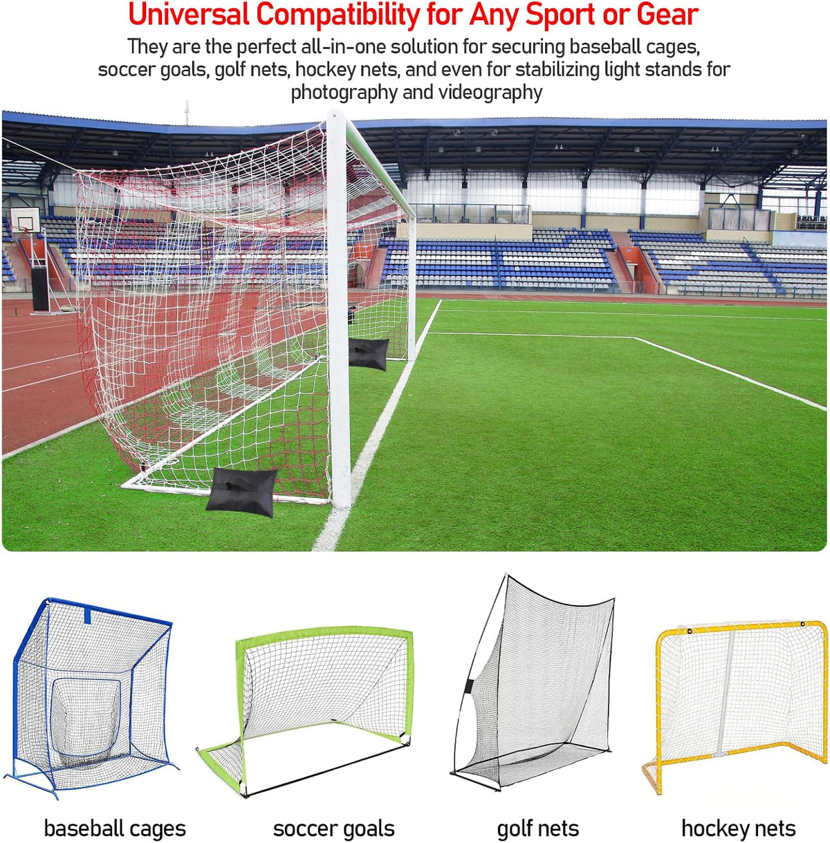 Sports Sandbags, 2-Pack Weighted Anchors for Baseball & Soccer