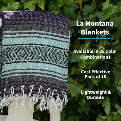 La Montana Bulk Falsa Mexican Blanket, 10 Pack, Assorted