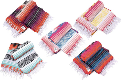 La Montana Bulk Falsa Mexican Blanket, 10 Pack, Assorted