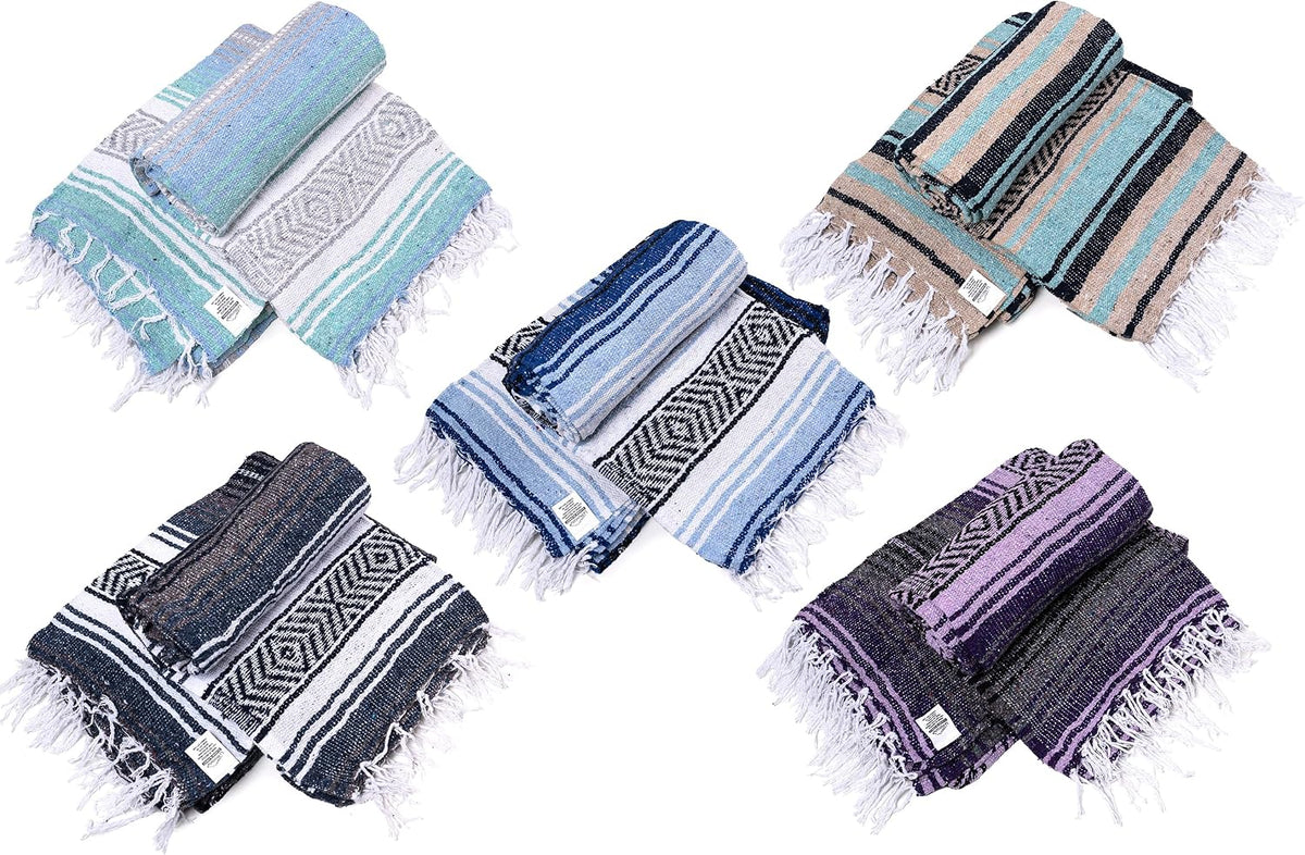 La Montana Bulk Falsa Mexican Blanket, 10 Pack, Assorted