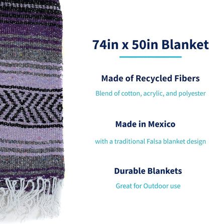 La Montana Bulk Falsa Mexican Blanket, 10 Pack, Assorted