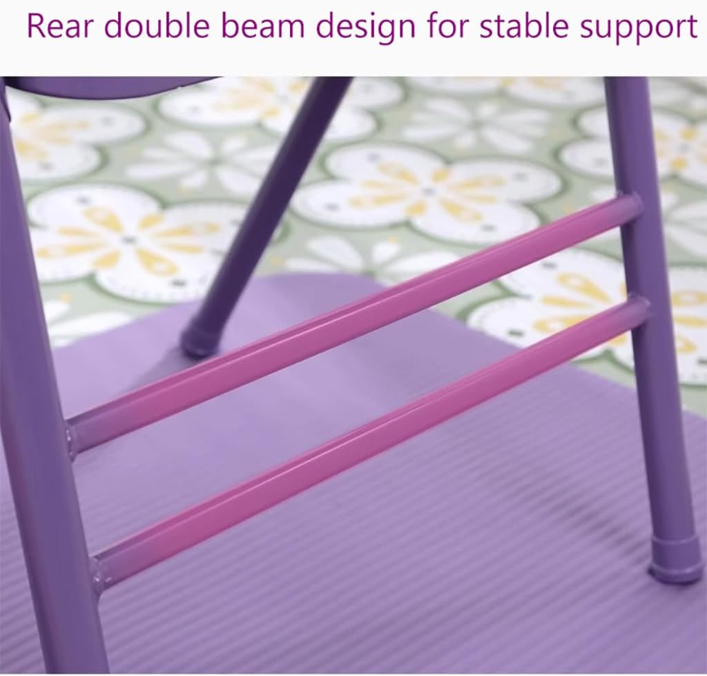 Iyengar Yoga Chair,Yoga Auxiliary Chair with Lumbar Back Support,Metal Steel Frame Double Beam,Foldable Portable Yoga Chair,Backless Yoga Chair Prop, Purple