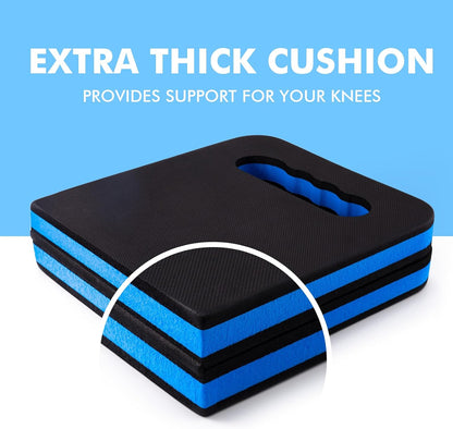 Kneeling Pad with Carrying Handles, Extra Thick Foam Cushioning Mat for Knee, Water Resistant Knee Pad for Gardening, Mechanic, Bathing Baby, Exercise & Yoga, 20 x 9 x 1.2 in, Blue & Black