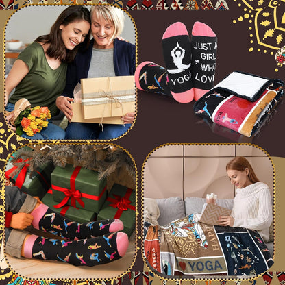 2 Pcs Yoga Blanket and Socks Gifts for Yoga Lovers 50" x 60"