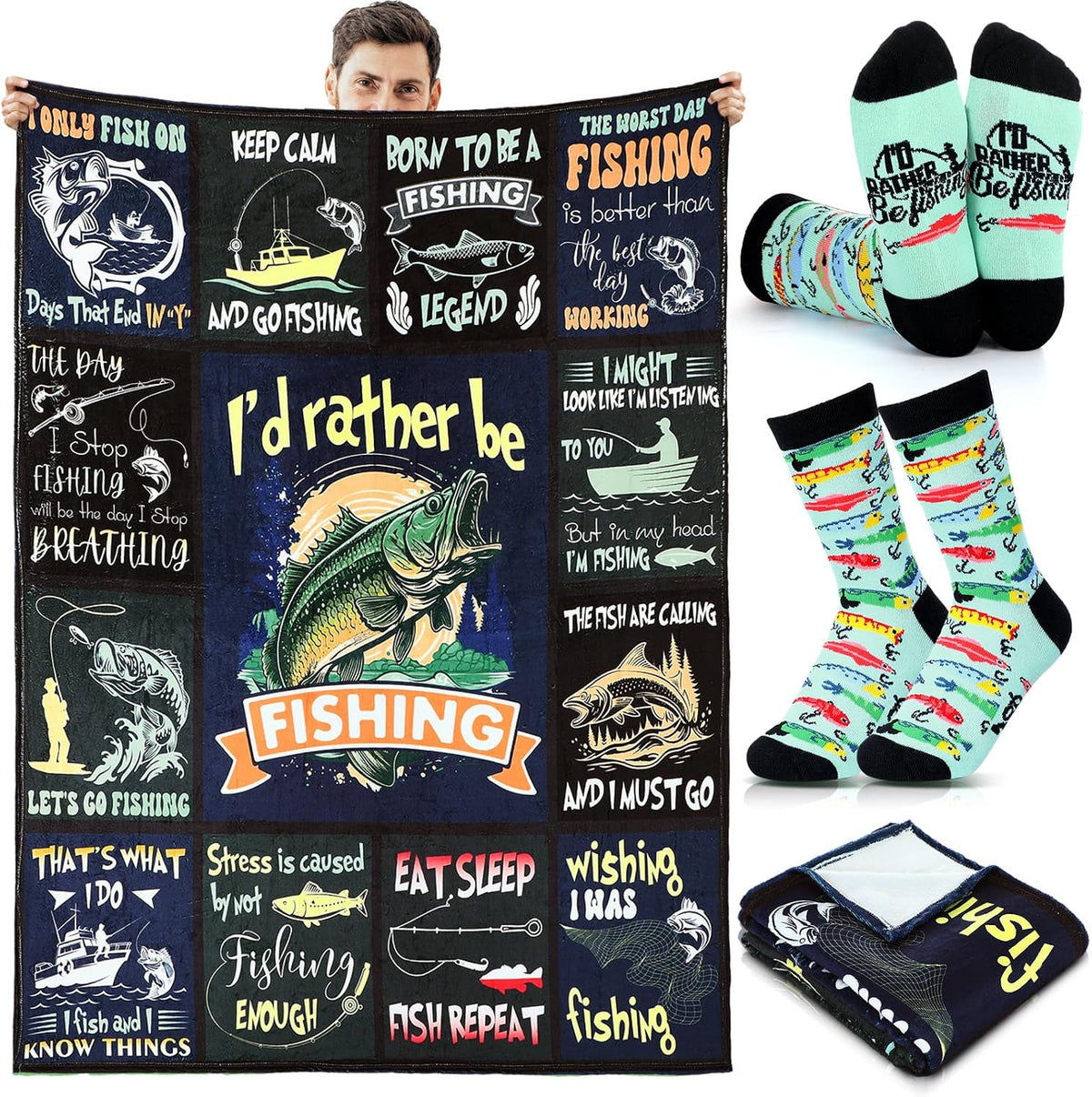 2 Pcs Yoga Blanket and Socks Gifts for Yoga Lovers 50" x 60"