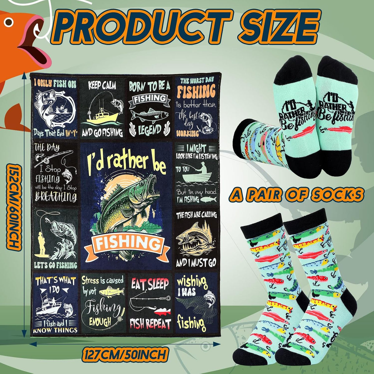 2 Pcs Yoga Blanket and Socks Gifts for Yoga Lovers 50" x 60"