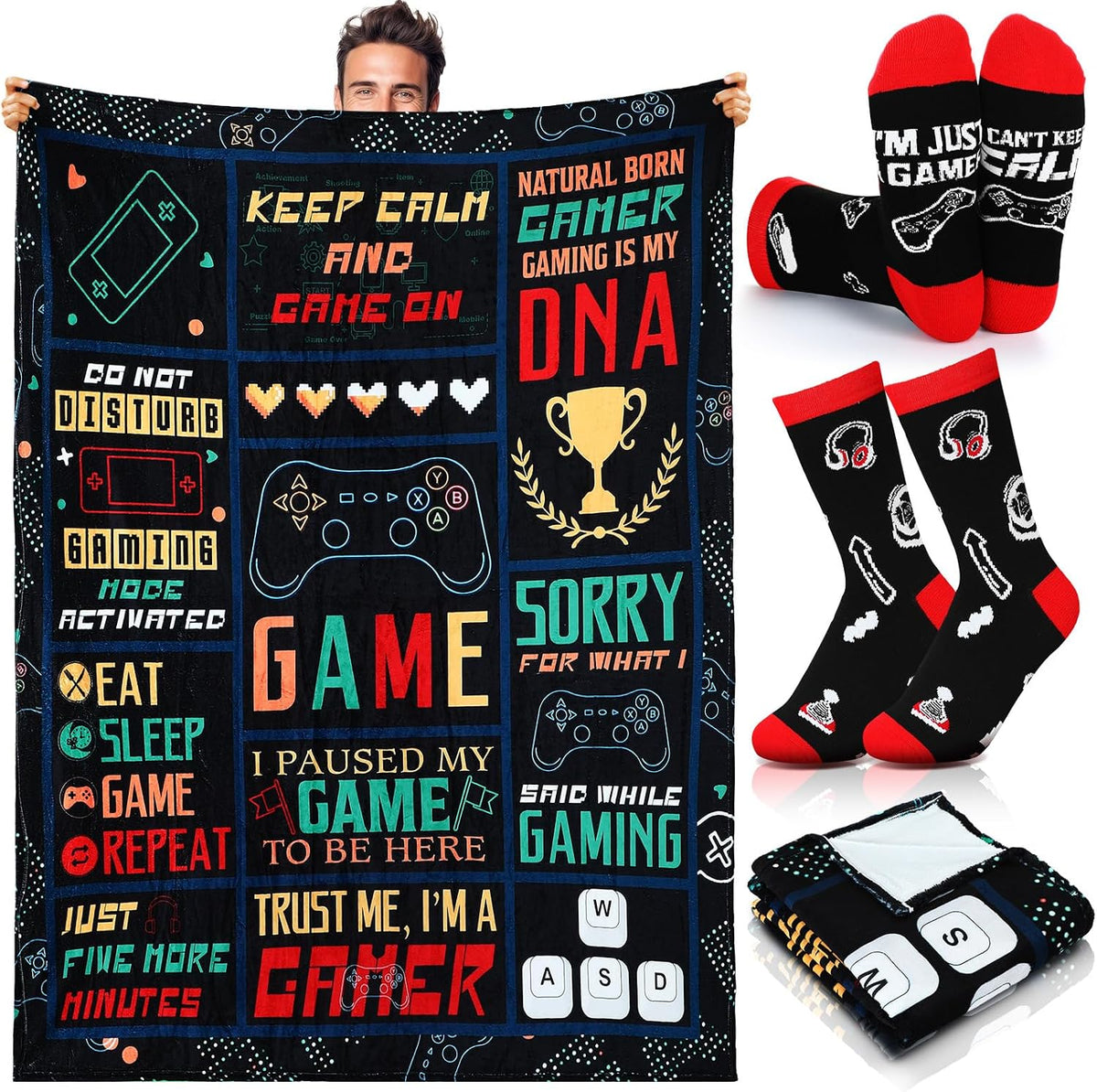 2 Pcs Yoga Blanket and Socks Gifts for Yoga Lovers 50" x 60"