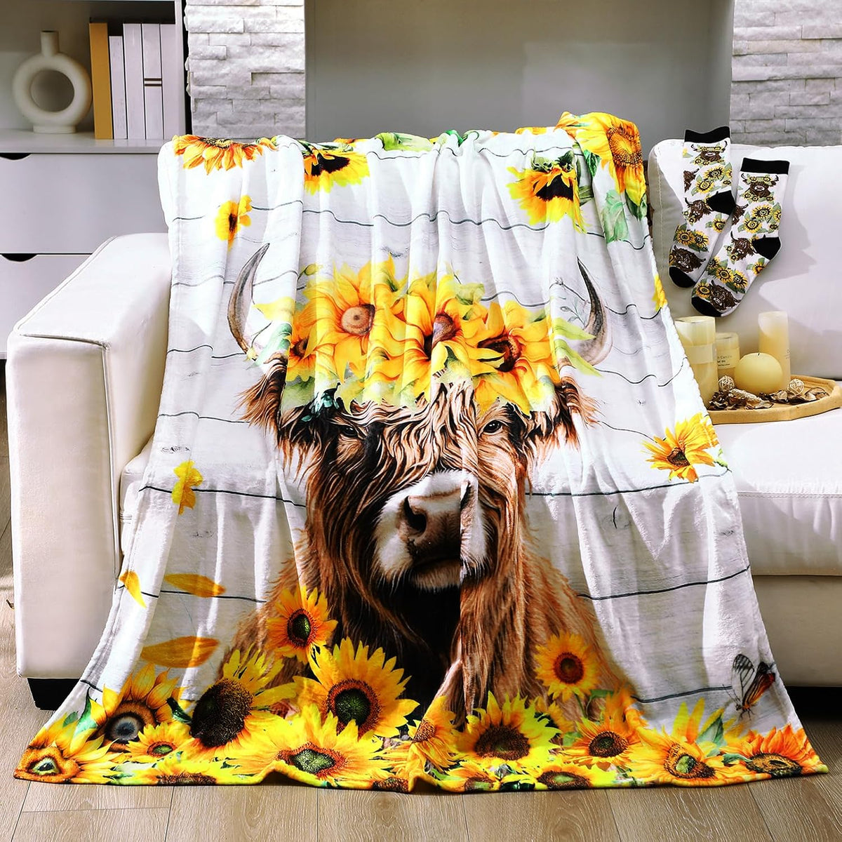 2 Pcs Yoga Blanket and Socks Gifts for Yoga Lovers 50" x 60"