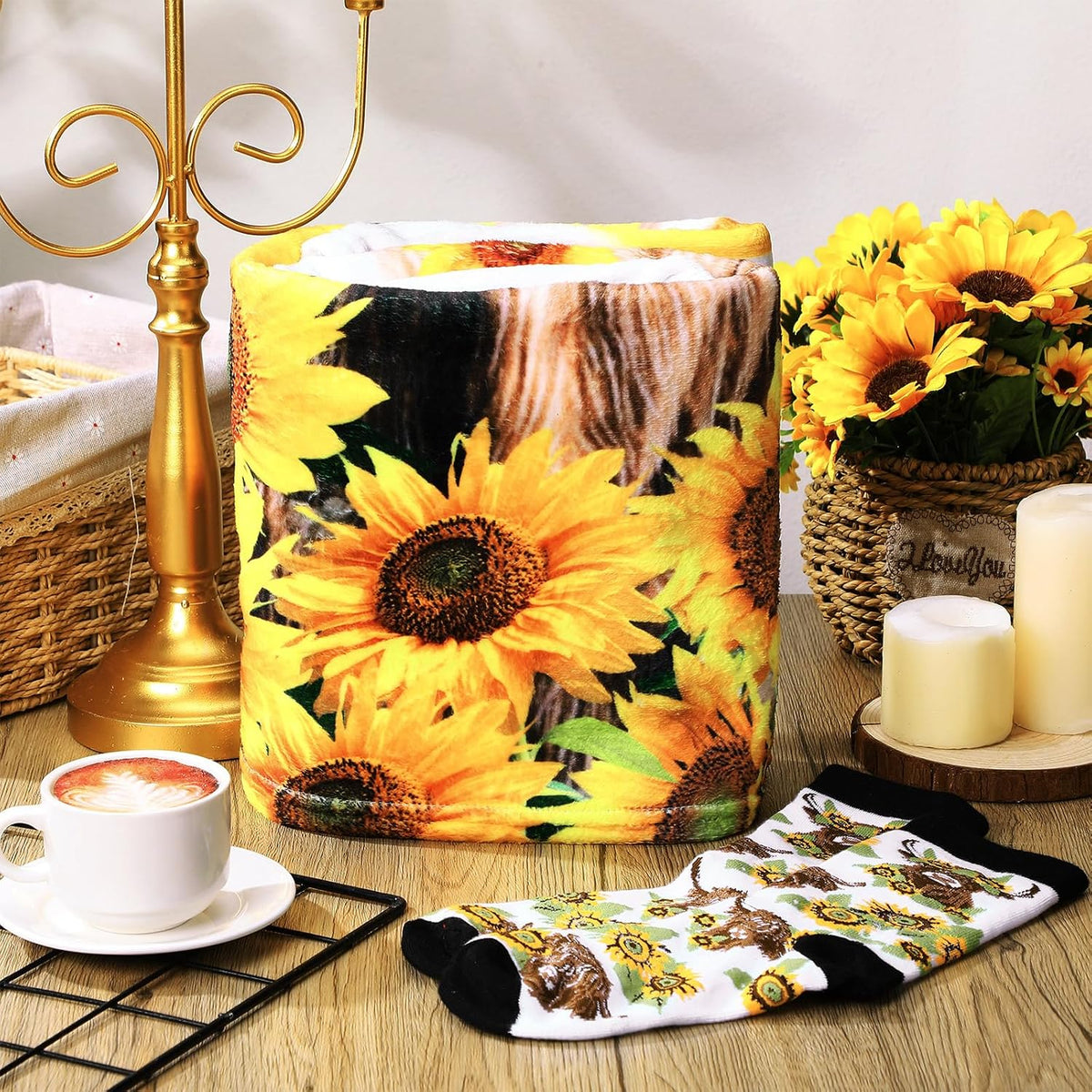 2 Pcs Yoga Blanket and Socks Gifts for Yoga Lovers 50" x 60"