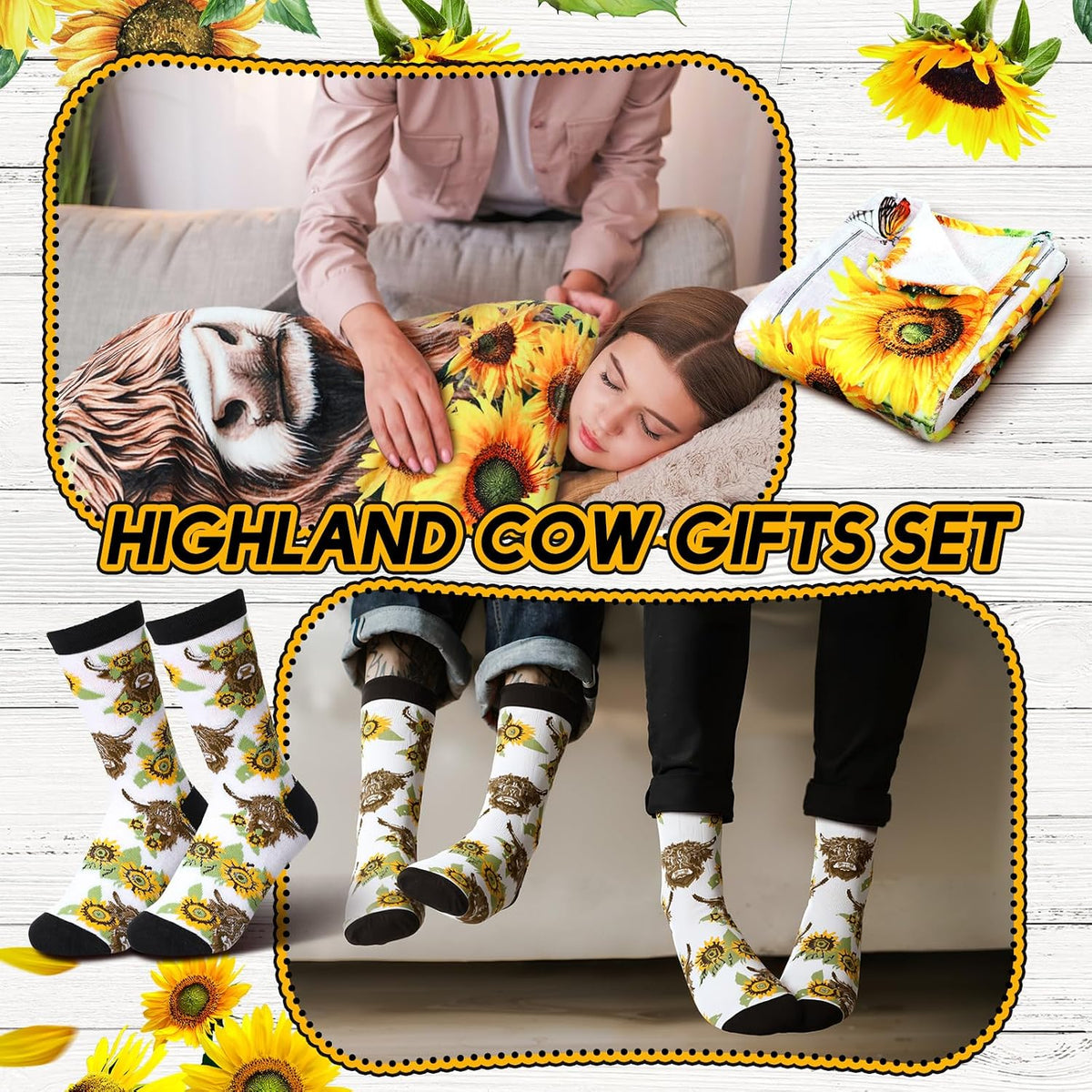 2 Pcs Yoga Blanket and Socks Gifts for Yoga Lovers 50" x 60"