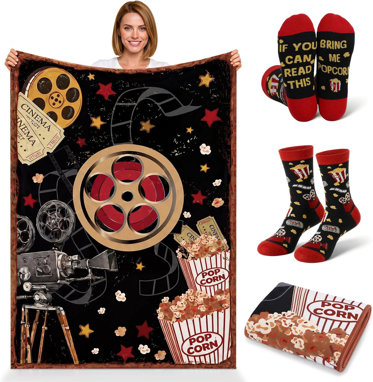 2 Pcs Yoga Blanket and Socks Gifts for Yoga Lovers 50" x 60"