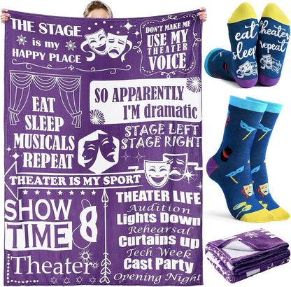 2 Pcs Yoga Blanket and Socks Gifts for Yoga Lovers 50" x 60"