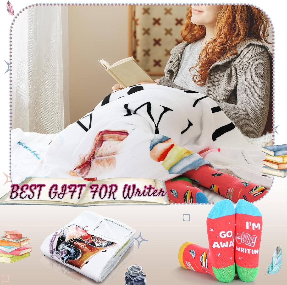 2 Pcs Yoga Blanket and Socks Gifts for Yoga Lovers 50" x 60"