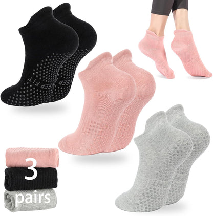 Pilates Socks with Grips for Women Non Slip Yoga Barre Sticky Grippy Socks