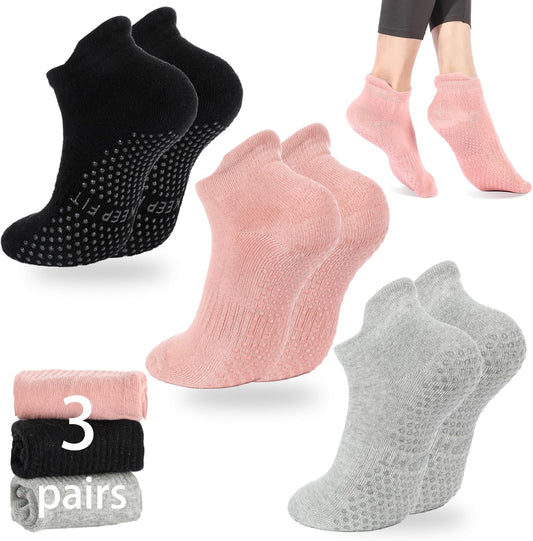 Pilates Socks with Grips for Women Non Slip Yoga Barre Sticky Grippy Socks