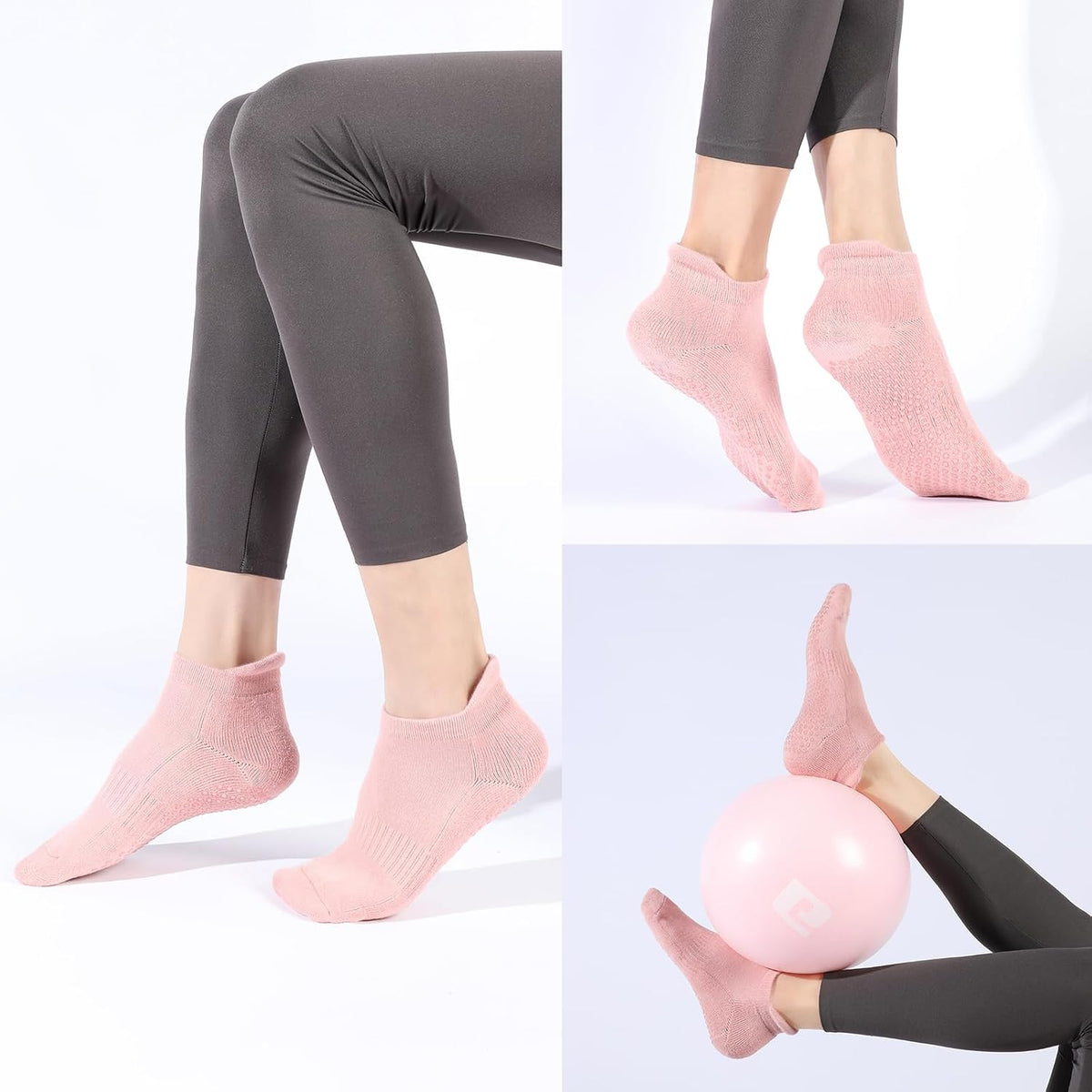 Pilates Socks with Grips for Women Non Slip Yoga Barre Sticky Grippy Socks