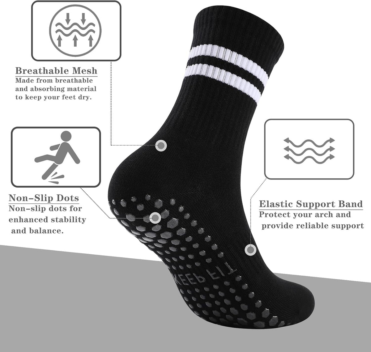 Pilates Socks with Grips for Women Non Slip Yoga Barre Sticky Grippy Socks