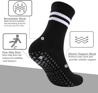 Pilates Socks with Grips for Women Non Slip Yoga Barre Sticky Grippy Socks