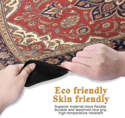 Travel Yoga Mat 71" x 24" Non Slip Natural Rubber Foldable Exercise Mat Ultra Thin 1.5mm Lightweight for Fitness, Pilates & Home Workout, Persian Design