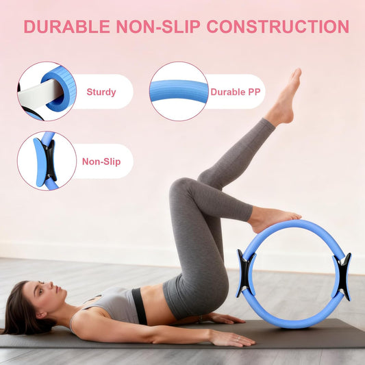 Pilates Ring and Ball Set for Women, Home Workout Pilates Kit, Magic Circle Hoop with 5 Resistance Bands, Pilates Equipment Fitness Essentials Starter Set Accessories