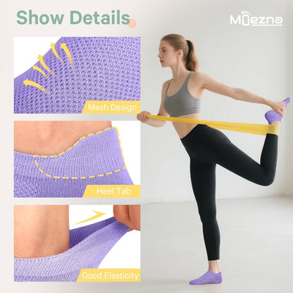 6 Pairs Pilates Grip Socks Women Non Slip Yoga Grippy Sock with Grip