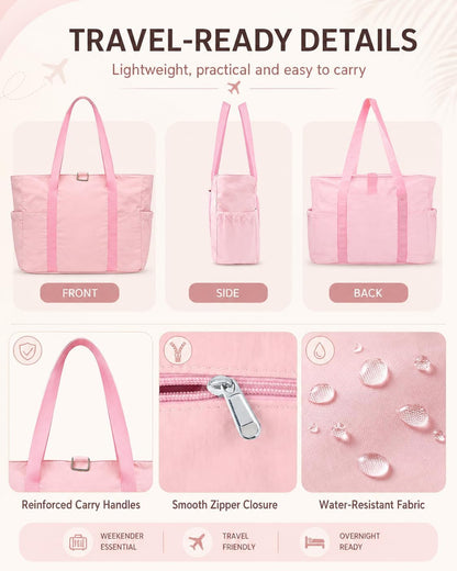 Travel Bags for Women, 26L Capacity Travel Bag, Small Zipper Tote Bag for Work Every Day, Lightweight Shoulder Handbag Hospital Overnight Weekender Bag Travel Essentials