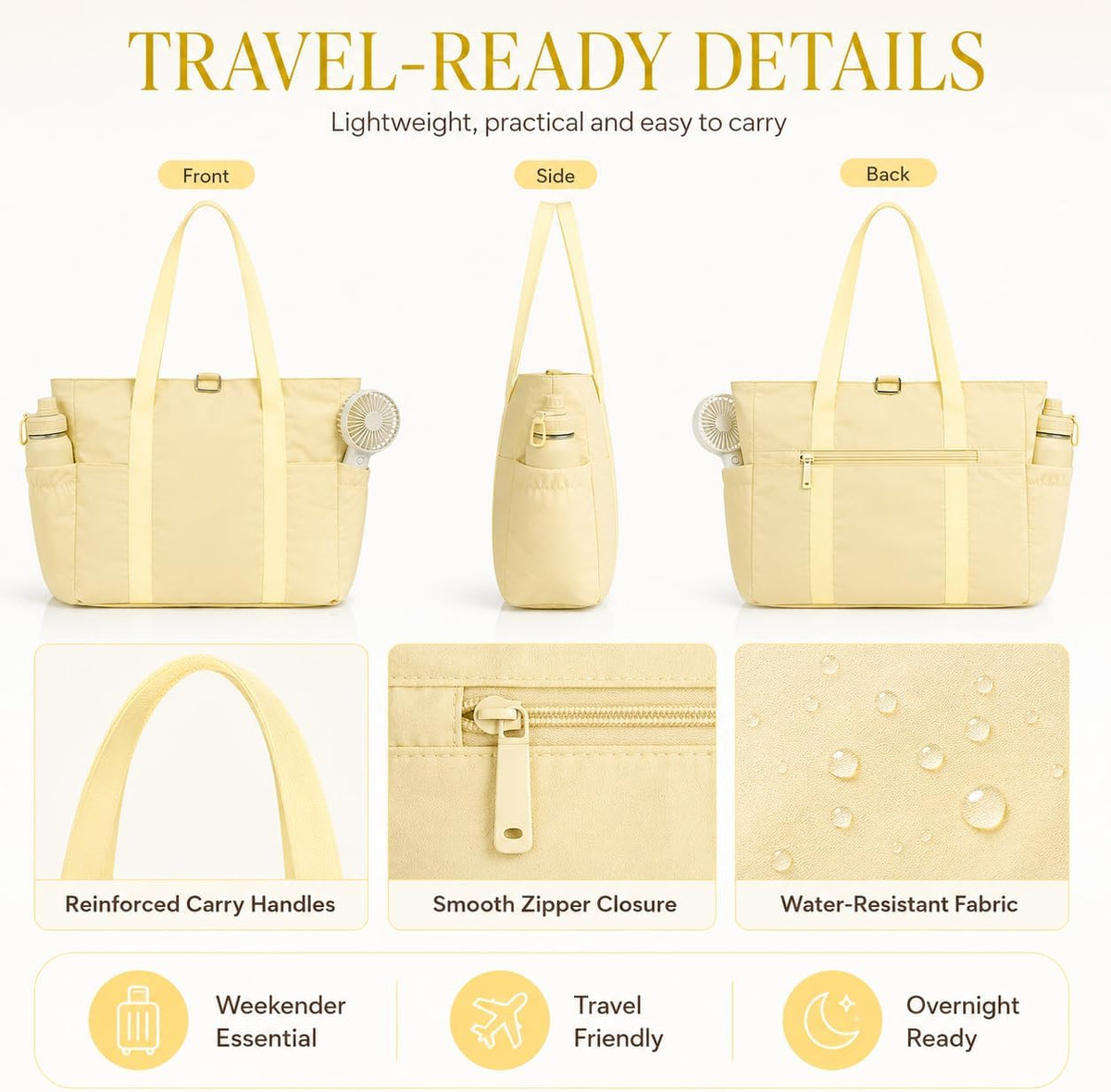 Travel Bags for Women, 26L Capacity Travel Bag, Small Zipper Tote Bag for Work Every Day, Lightweight Shoulder Handbag Hospital Overnight Weekender Bag Travel Essentials