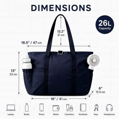 Travel Bags for Women, 26L Capacity Travel Bag, Small Zipper Tote Bag for Work Every Day, Lightweight Shoulder Handbag Hospital Overnight Weekender Bag Travel Essentials