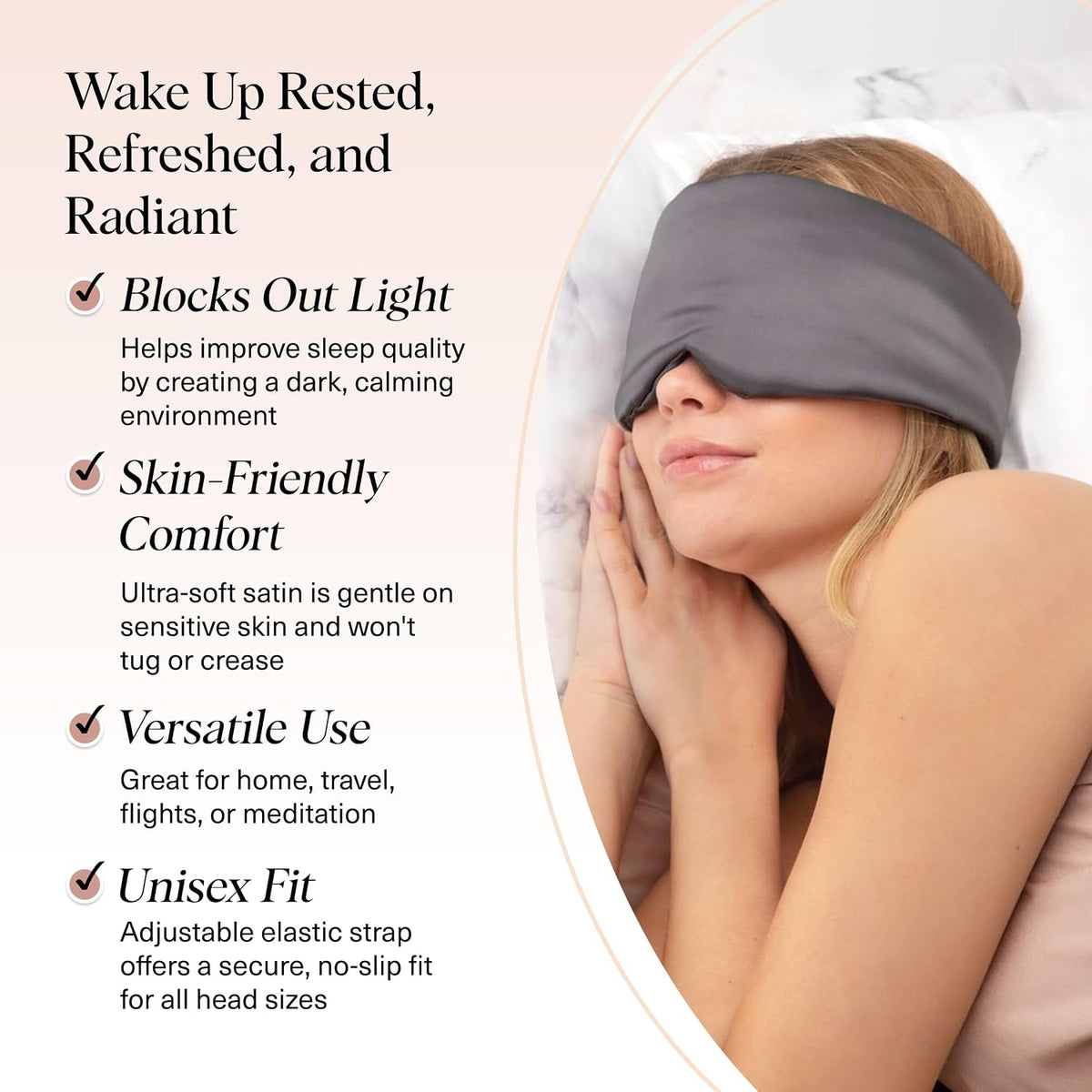 Weighted Satin Sleep Mask | Eye Masks for Sleep - (4.1oz/116g)