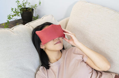 DreamTime Weighted Eye Pillow Mask, Rose Velvet, Microwave or Freeze, Washable, 9.5x4.5 in, for Sleep, Yoga, Meditation, Relaxation